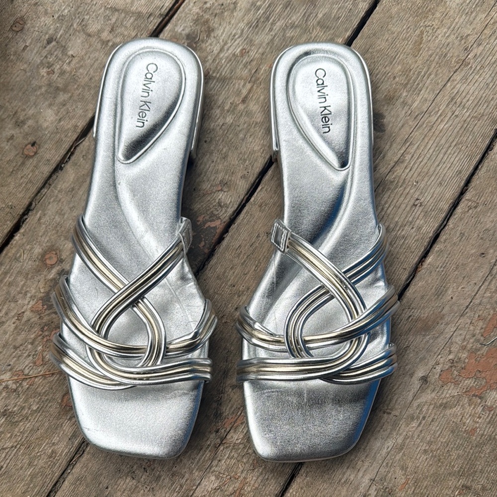 Calvin Klein Metallic Silver Sandals